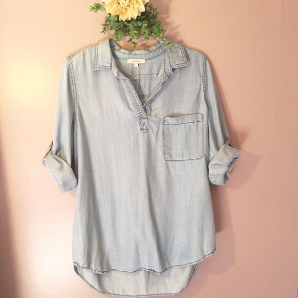 Skies Are Blue Tops - SKIES ARE BLUE. ALISON CHAMBRAY TOP. BY STITCH FIX